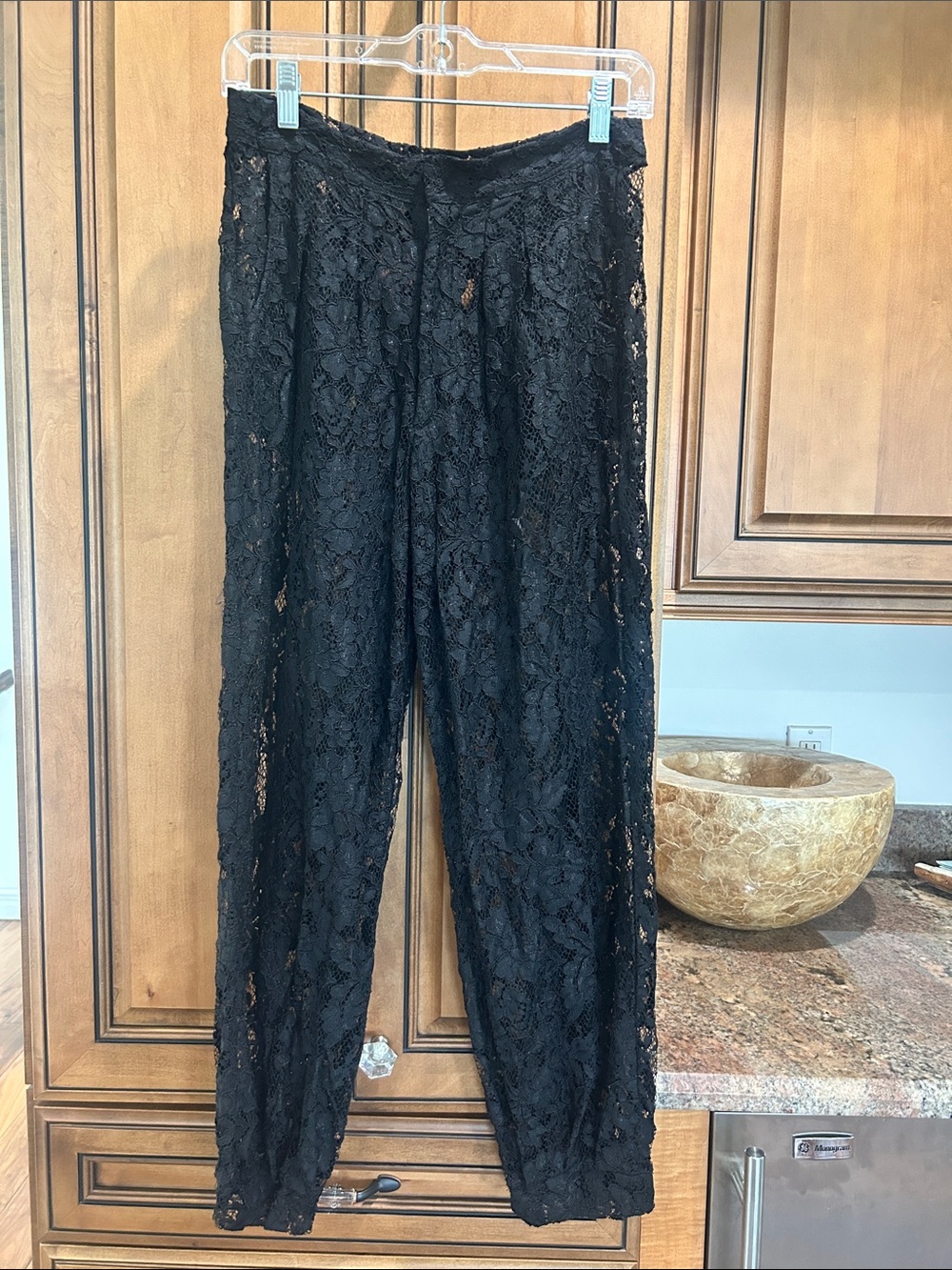 Black Lace Wide-Leg Women's Pants